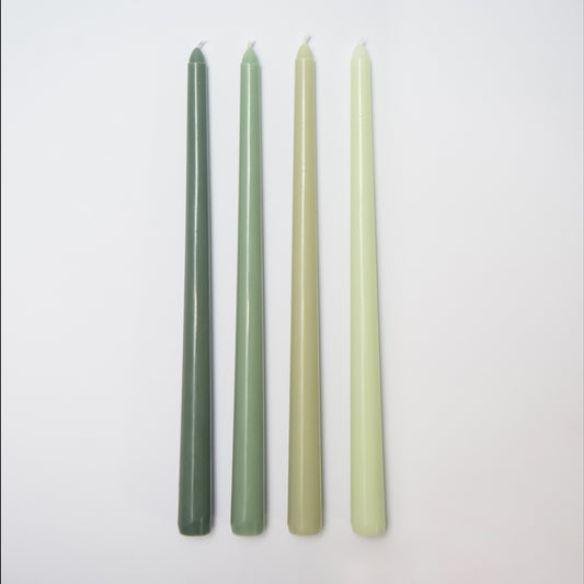 Pereinančių žalių atspalvių žvakių CLASSY rinkinys (4 vnt.)